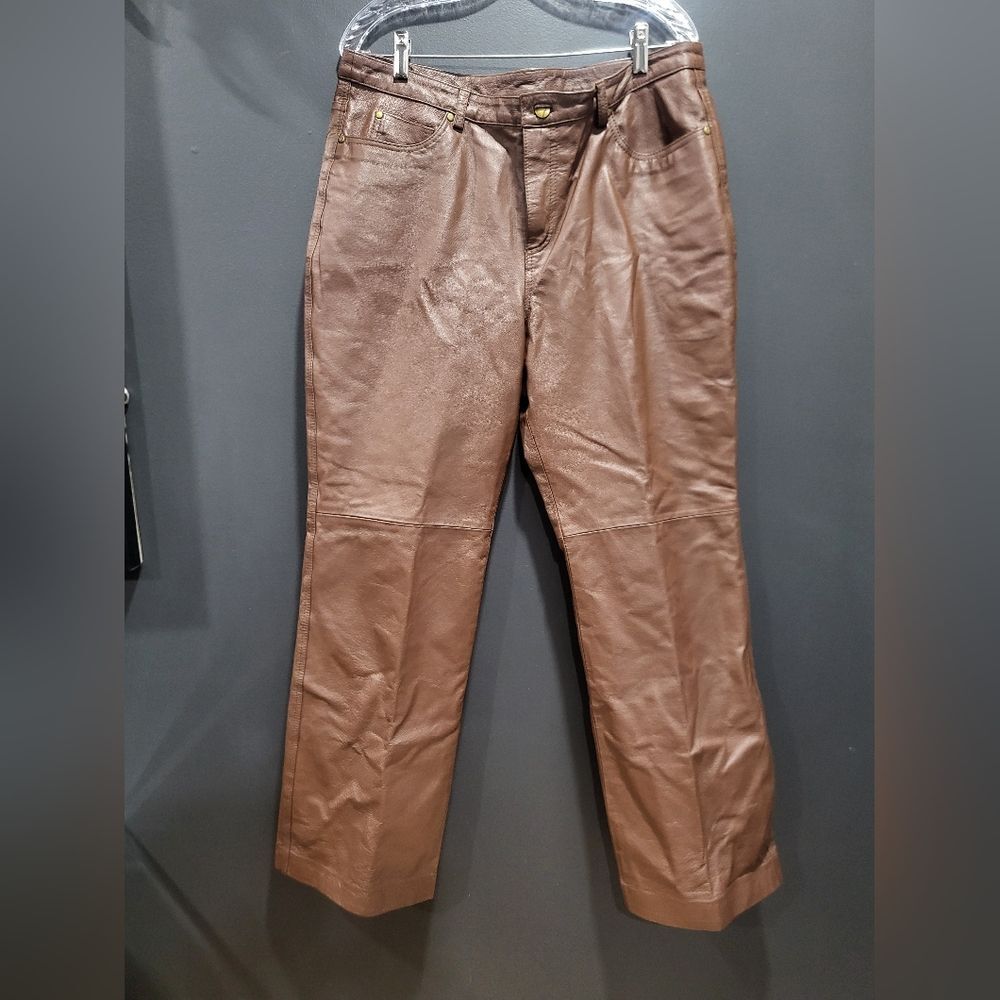 Metrostyle Chocolate Leather Trousers Pants Sz 16